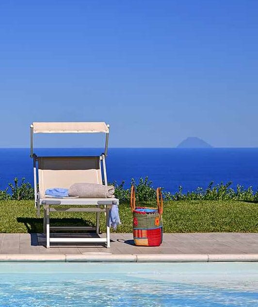 Cefalu Mediterranean siew view from luxury villa swimming pool